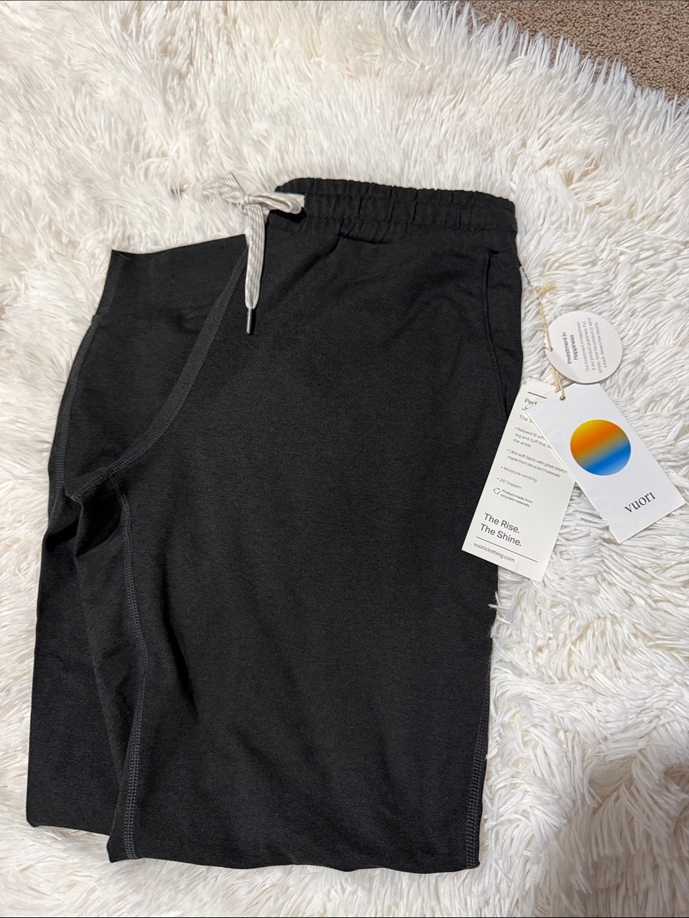 Vuori Kids Black Pull-On Jogger Shorts with Contrast Drawstring